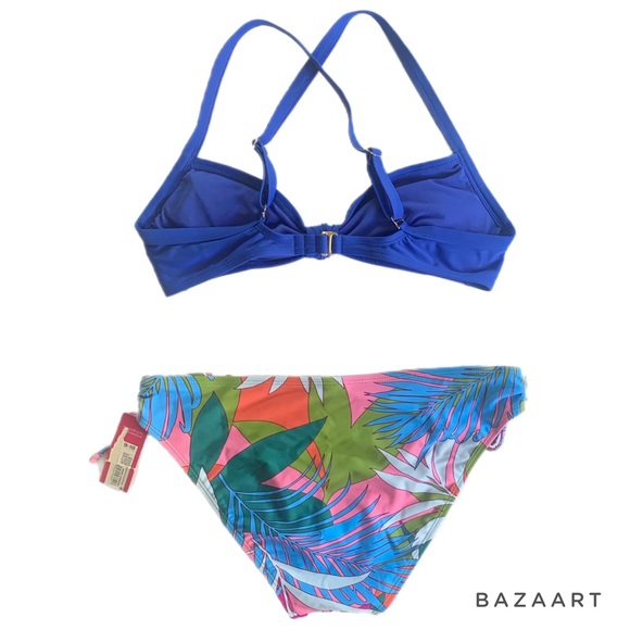 Xhilaration Blue Front Twist Bralette & Xhilaration Tropical Bikini Bottom - Picture 3 of 8